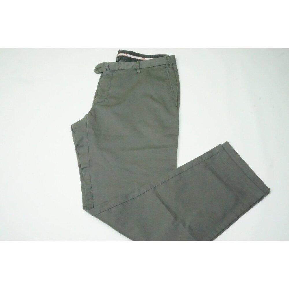 Isaia Tinto Slim Gray Cotton Blend Casual Mens Chino Pants 54R EU NEW